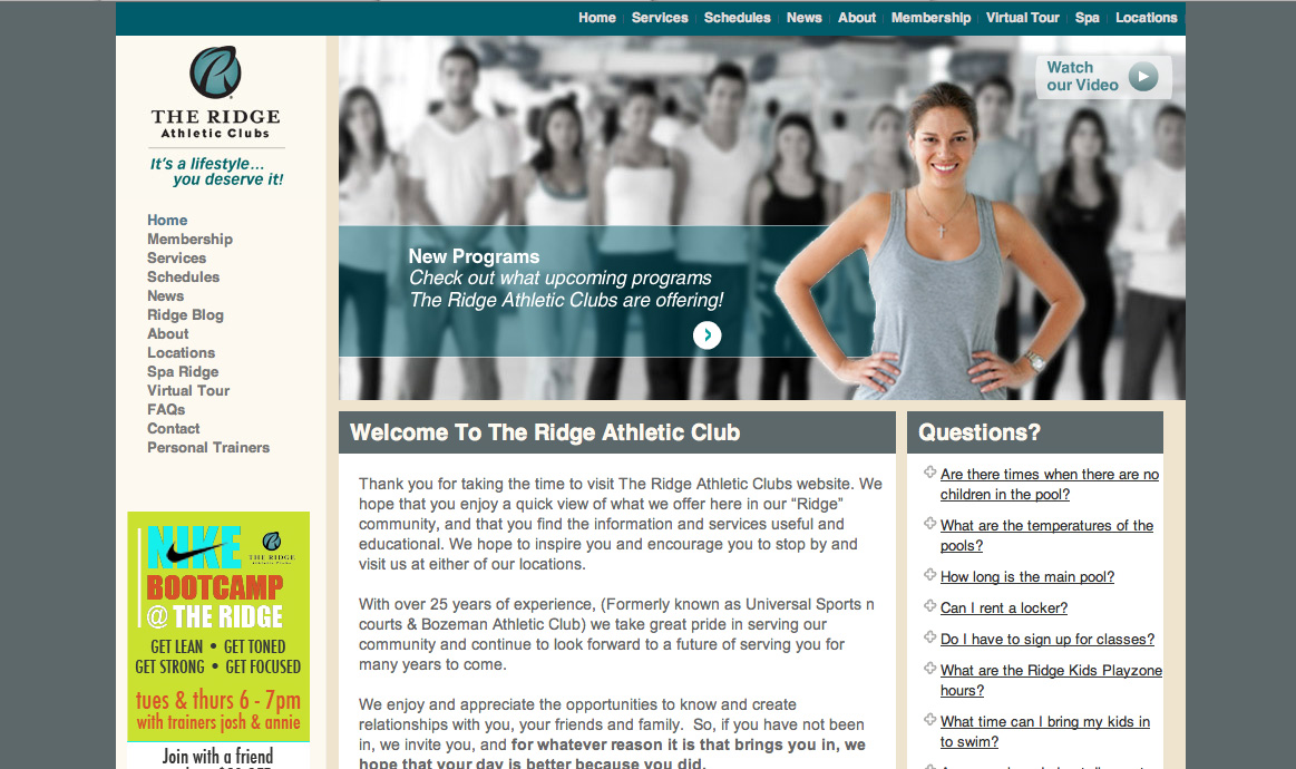 Bozeman Athletic Club Web Design